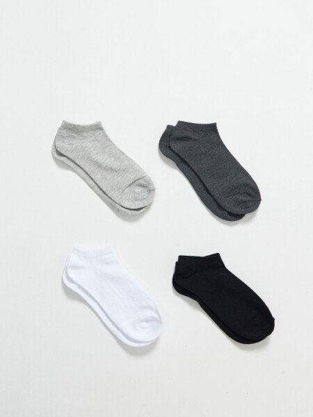Pack x4 medias soquete Blanco Negro Y Gris