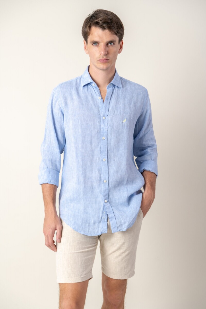 Camisa short collar lino - Sky Blue 