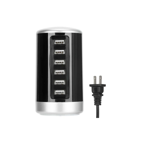 Base de carga con 6 puertos USB color negro. Base De Carga Con 6 Puertos Usb Color Negro.