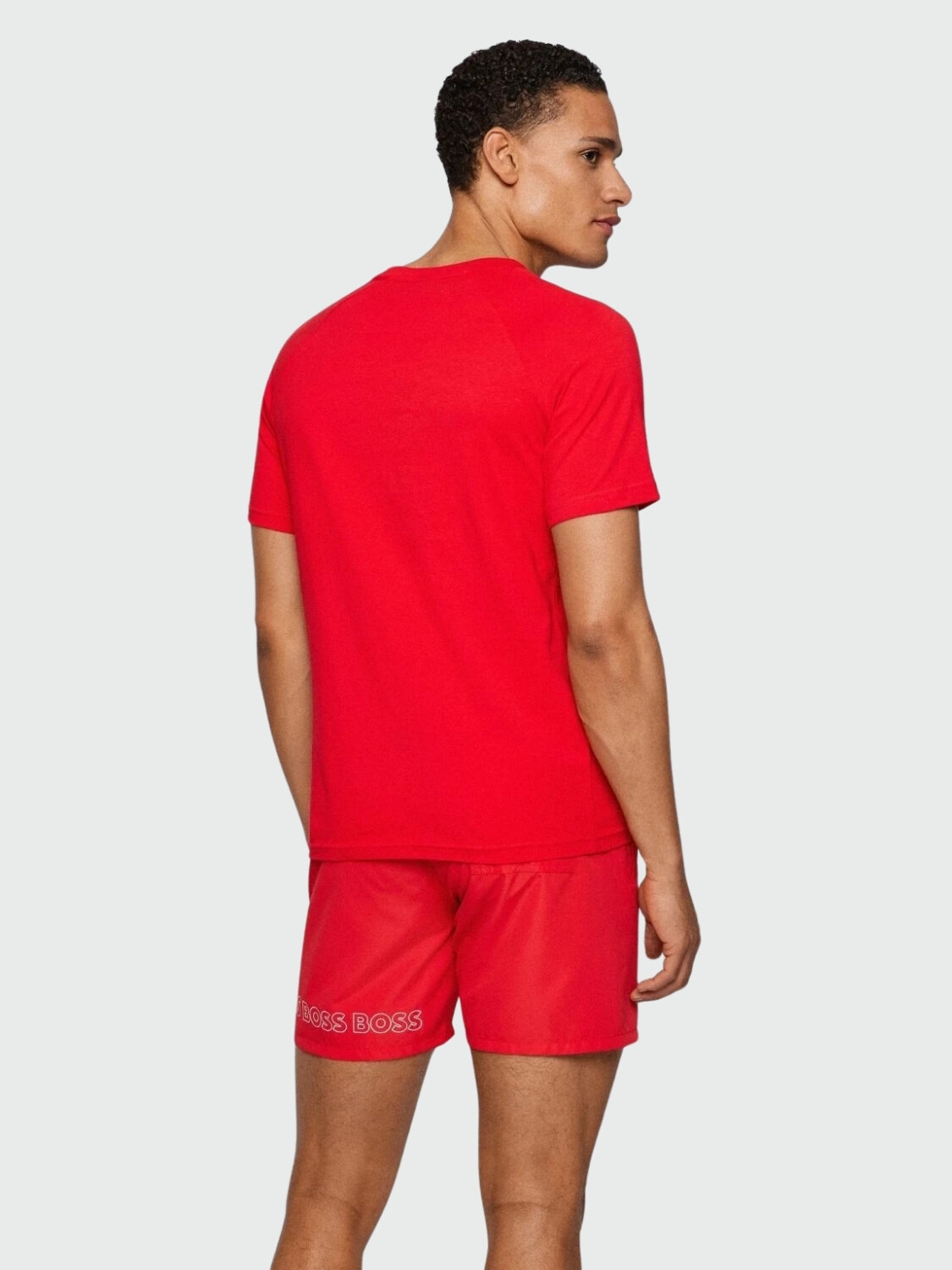 BOSS -Remera de algodón slim fit, BOSS Rojo