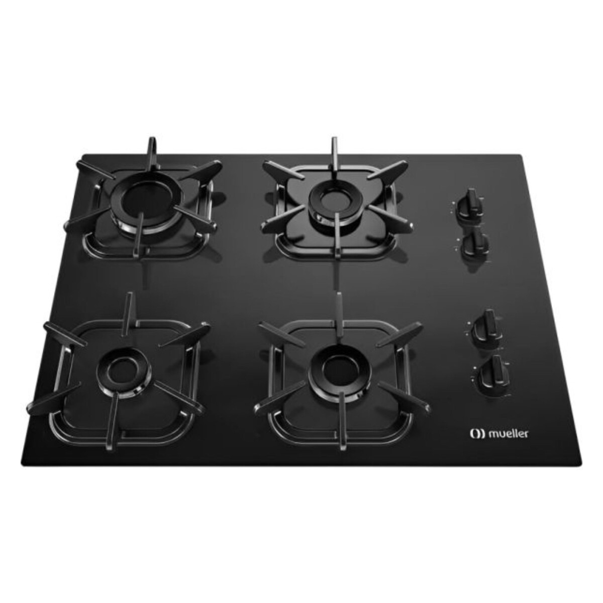 Anafe Mueller Cooktop 4 Hornallas a Gas Vidrio Templado - Negro 