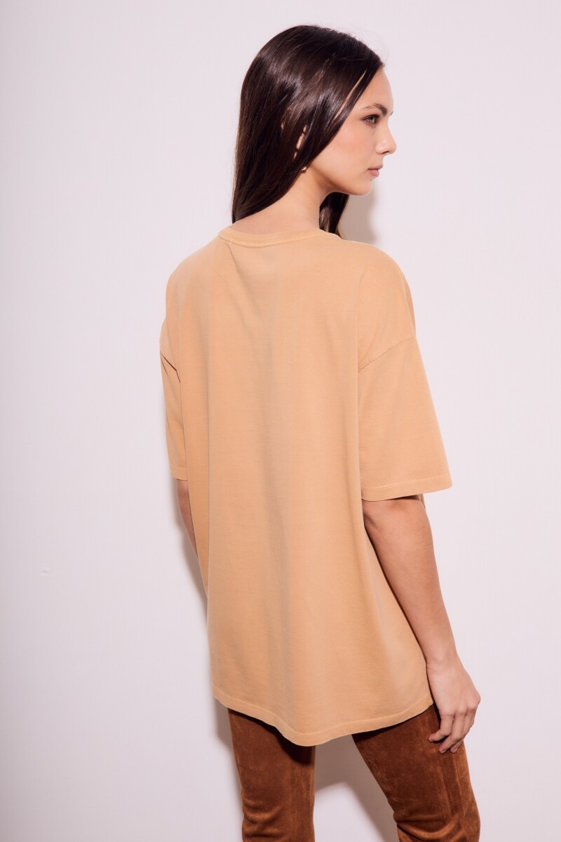 Remera Lavada Print Bisou Mocha