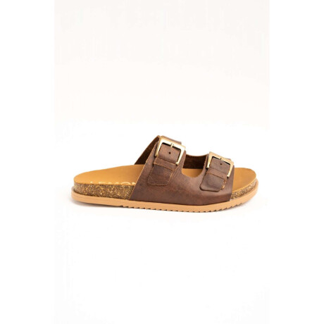 Sandalia Cuero Hebillas Chocolate