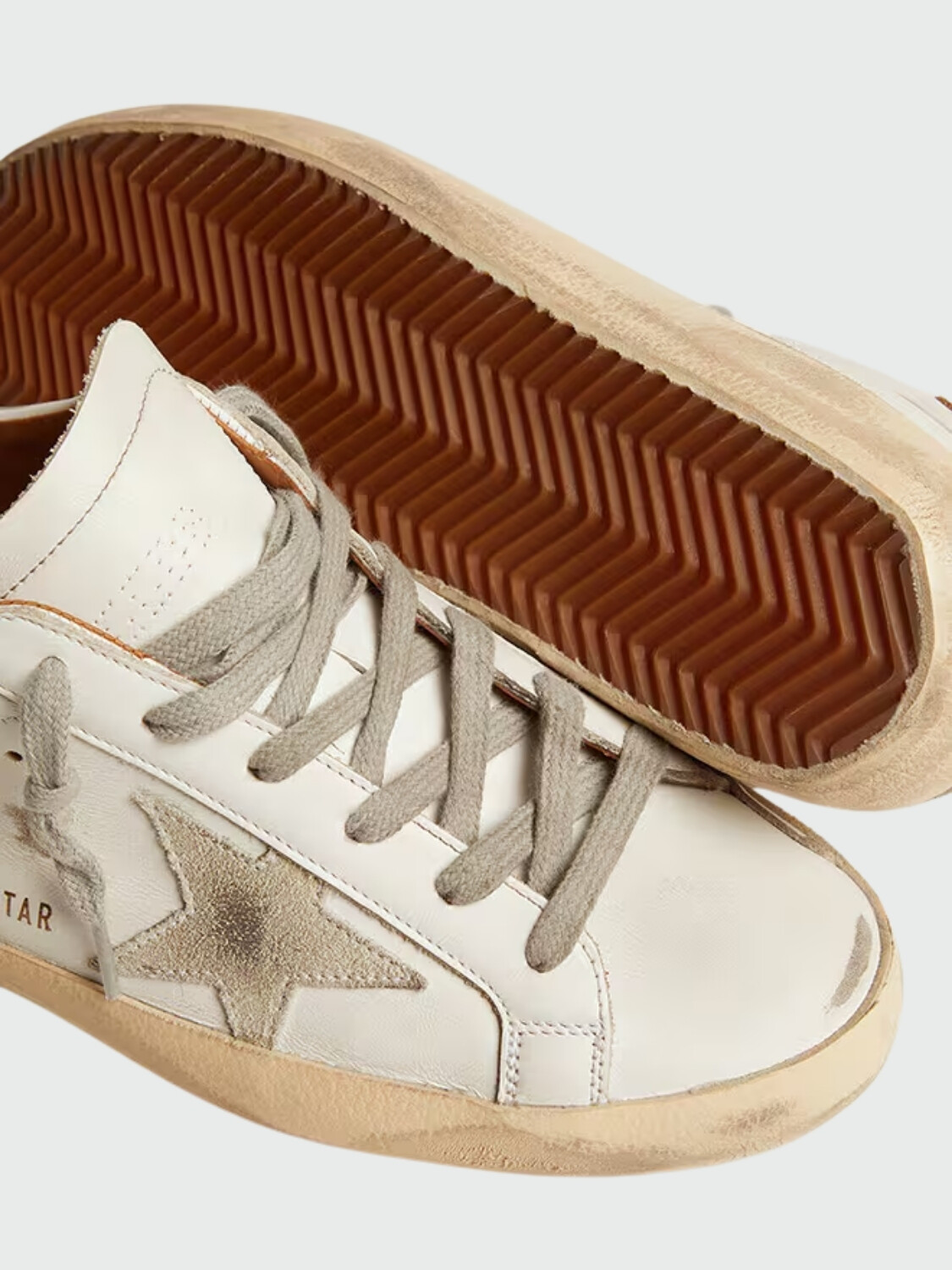 Golden Goose-Championes de cuero acordonados, Super Star Blanco