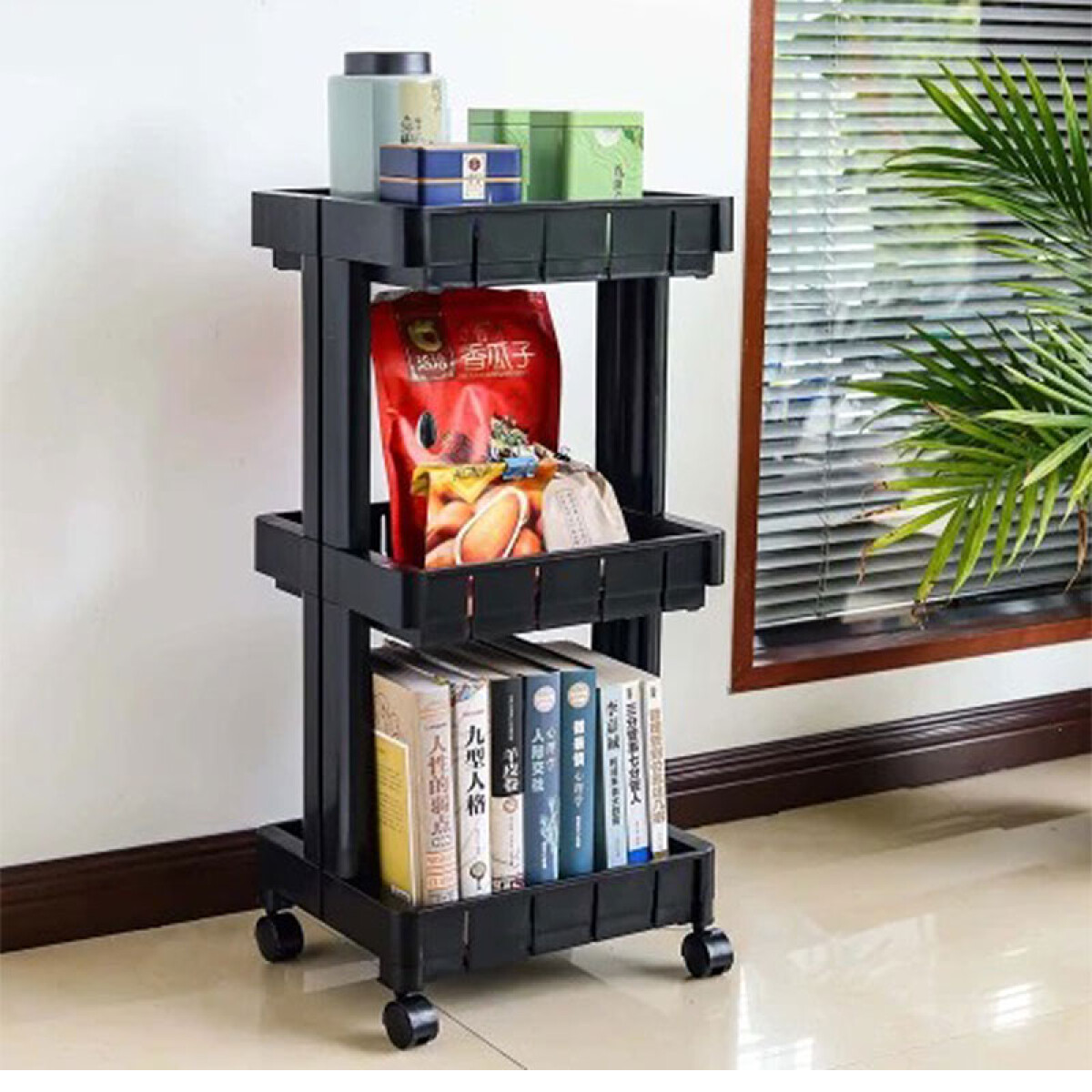 Organizador con rueditas 3 estantes 73x35x28cm - Organizador Con Rueditas 3 Estantes 73x35x28cm 