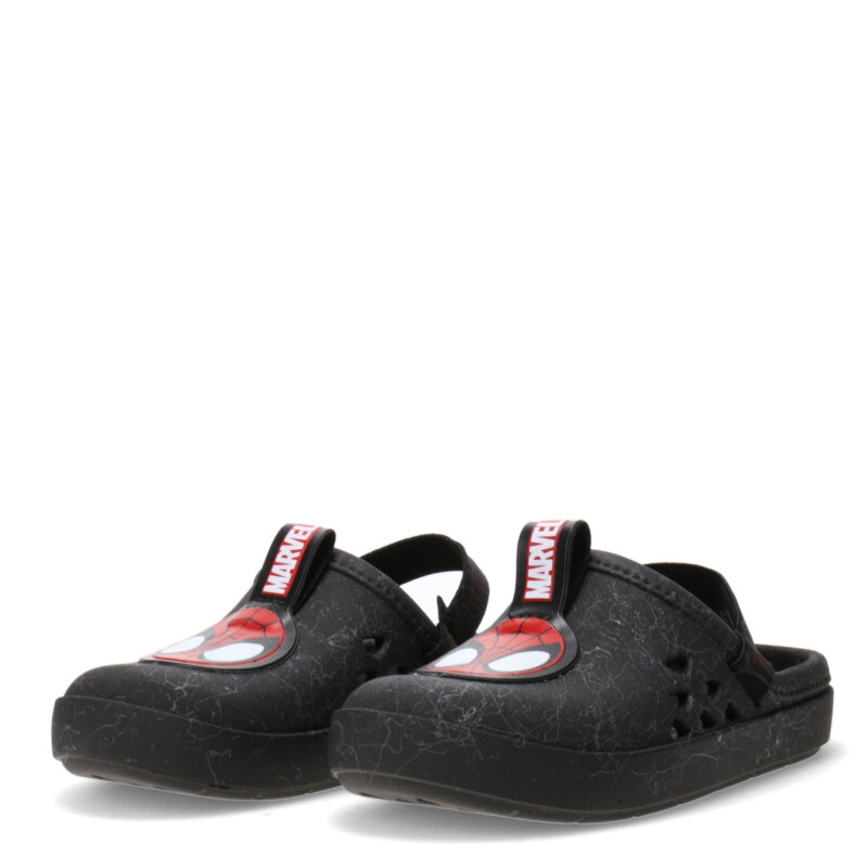 Zuecos Infantiles Marvel Round Babuch Spiderman Negro - Rojo