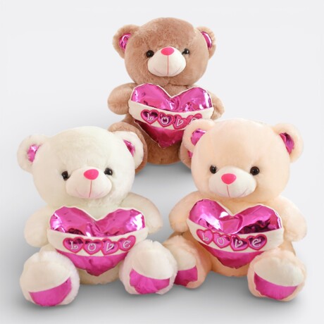 Oso de Peluche con Corazón Rosado Beige
