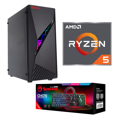 Equipo Gaming Marvo- Amd Ryzen 5 5600G, Disco 256GB 2.5, Ssd m2 128GB, 16GB DDR4, Motherboard Ecs A5 001