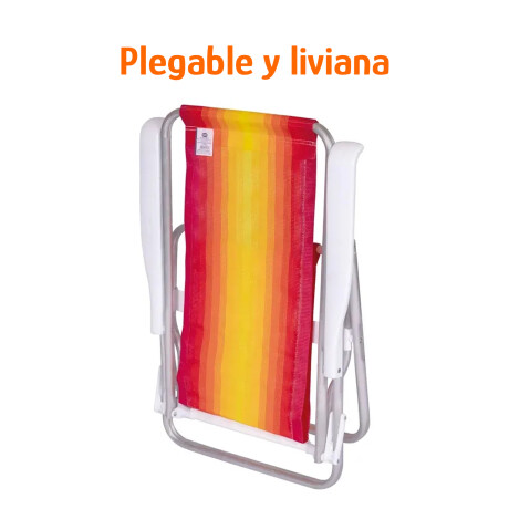 Set X2 Reposeras Sillas Playa Reclinables 8 Posiciones Alum Rojo/amarillo