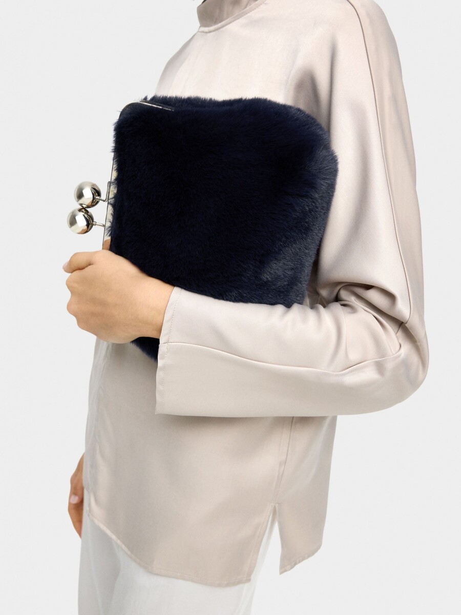 Bolso De Fiesta Efecto Pelo azul