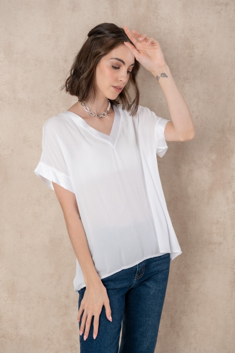 Blusa escote V - Blanca 