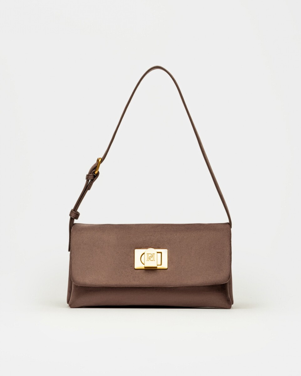 Cartera al hombro Leisure efecto gamuza - Chocolate 