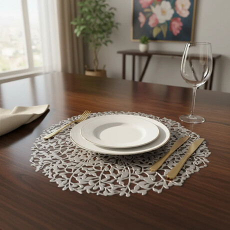 Mantel Individual Garden Redondo en PVC Ø38Cm Paramount Plateado