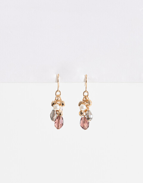 Aros Colgantes Cortos Aros Con Beads - Dorado