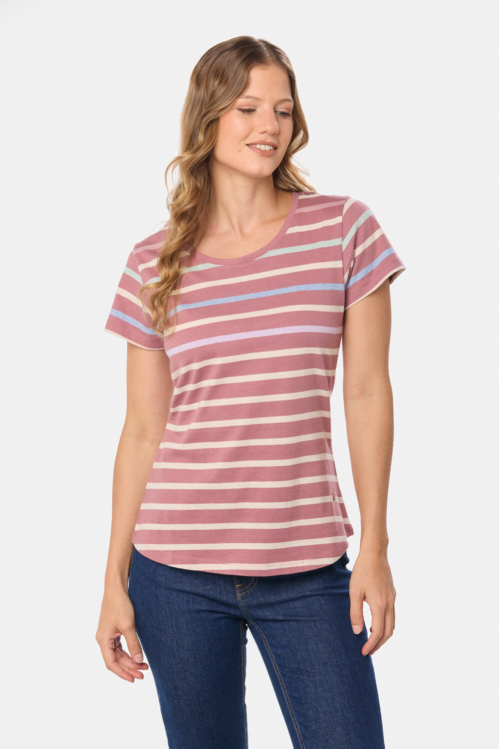 REMERA RAYADA Rosado