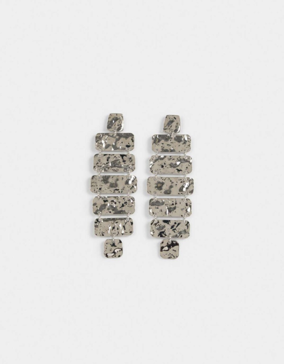 Aros Colgantes Largos Metal diferenciado - Plateado Plata Cepillada 
