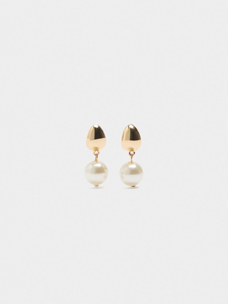 Pendientes Ovalados Con Perla blanco