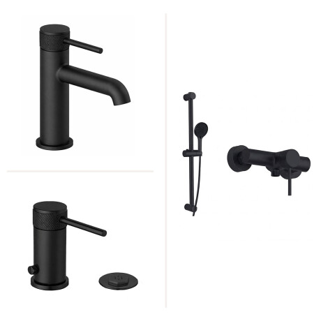 Juego Grifería Lavatorio Bajo Bidet Y Ducha NEGRO