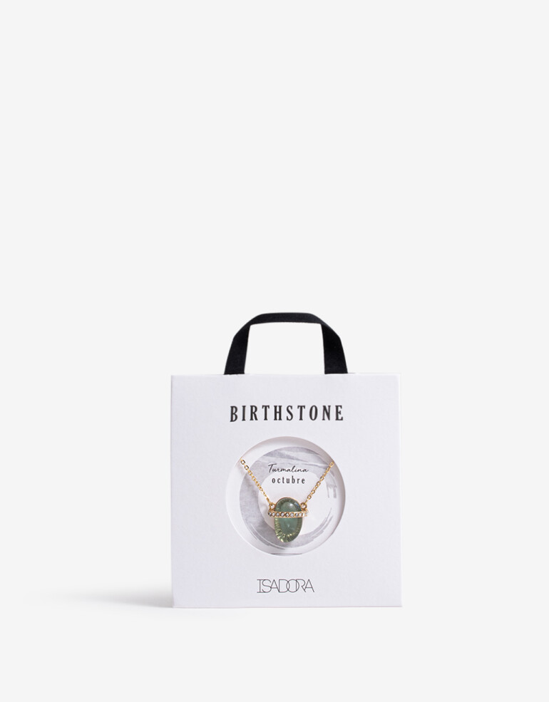 Cadena Corta con Dije Piedra Cadena Con Piedra Turmalina - Dorado