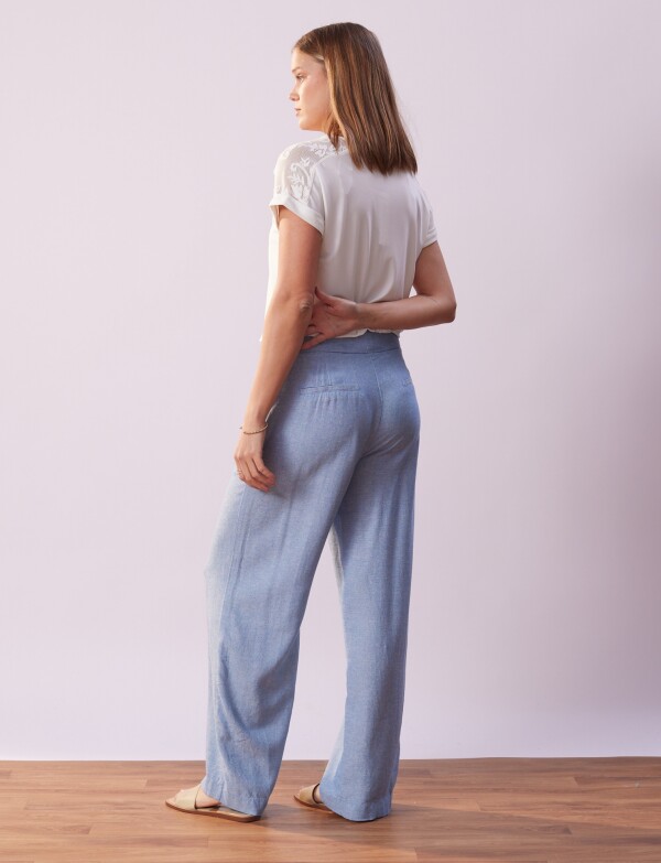 Pantalon Lino Wide Leg CELESTE