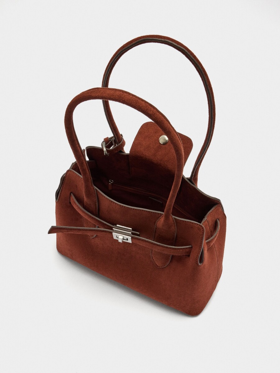 Bolso Tote Con Cinturón camel