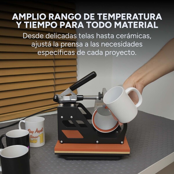 Prensa Térmica 5 En 1 Sublimación Remeras Tazas Gorros Jarra Color Negro Rojo