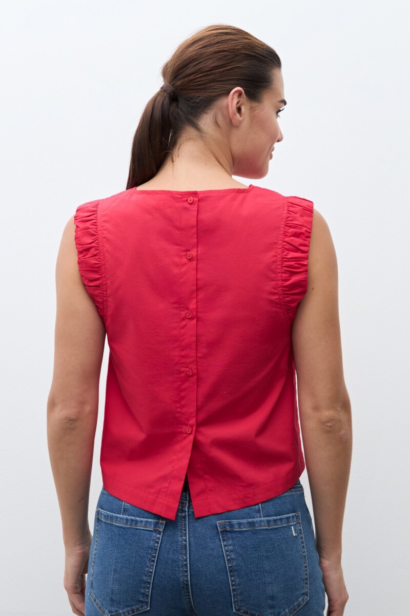 Blusa sisa drapeada rojo