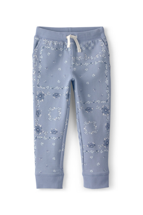 Pantalón deportivo de algodón, azul, diseño floral Pantalón deportivo de algodón, azul, diseño floral