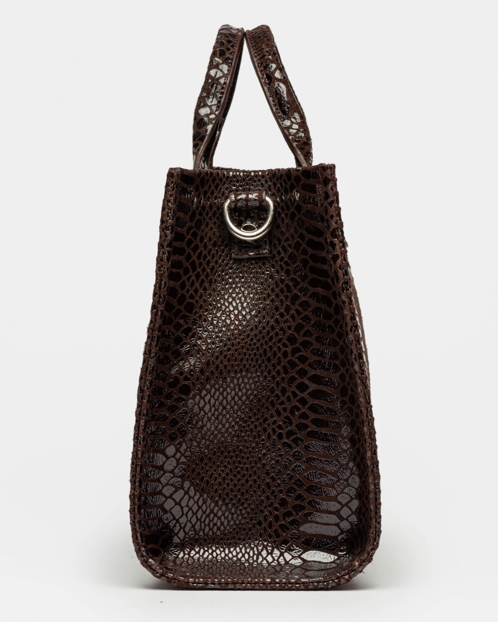 Cartera de mano Capri en cuero gamuza anaconda Chocolate
