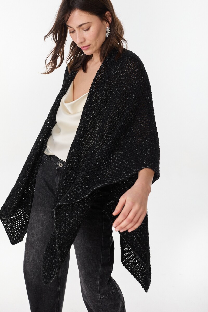 Ruana Eterea Negro Lurex/Plateado