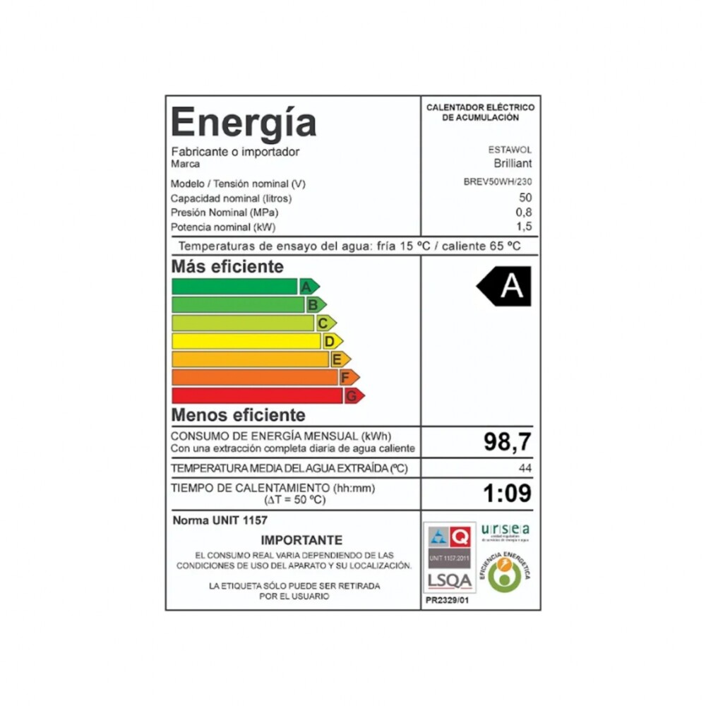 Termotanque Acero Brilliant - 50 t Clase A Termotanque Acero Brilliant - 50 t Clase A