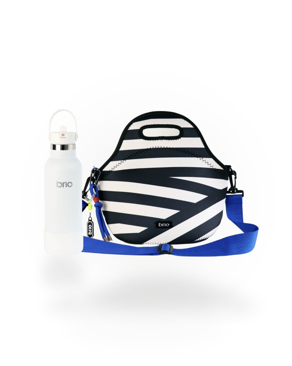Set de lunchera Big de neopreno con correa ajustable y botella de acero inoxidable 500ml brio - set classic/blanco 