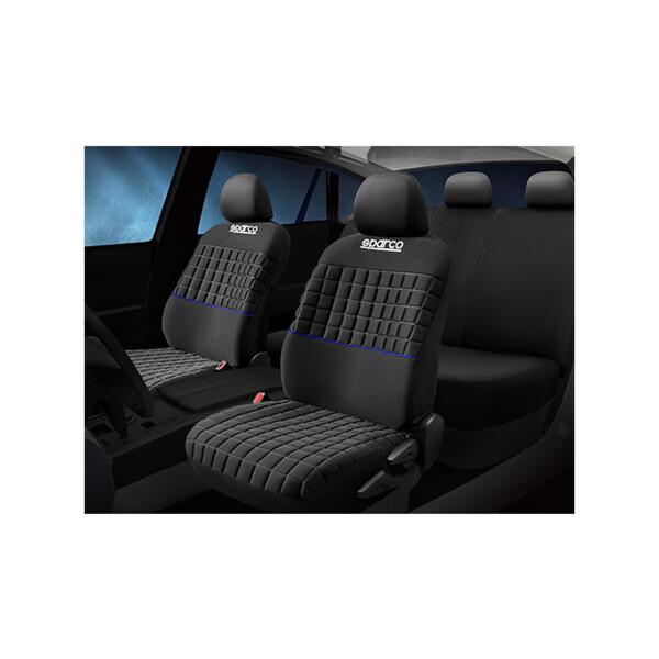Cubreasientos De Tela Color Negro Con Detalle En Azul Sparco Cubreasientos De Tela Color Negro Con Detalle En Azul Sparco