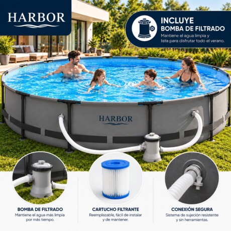 Piscina Estructural HARBOR Essential 9.150 L – Con Bomba, Cobertor y Escalera Piscina Estructural HARBOR Essential 9.150 L – Con Bomba, Cobertor y Escalera