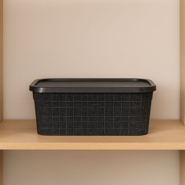 CAJA ORGANIZADORA SIMIL RATTAN 7 LITROS NEGRO NEGRO