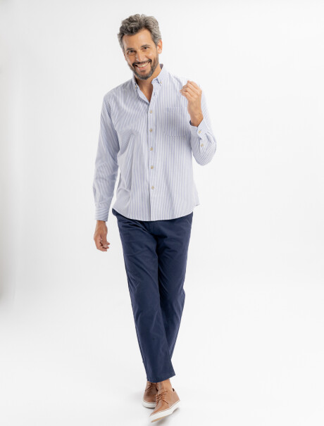 Camisa m/l oxford rayada azul