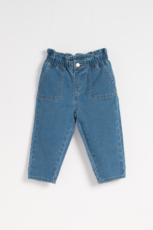 Pantalón jean paper bag Celeste