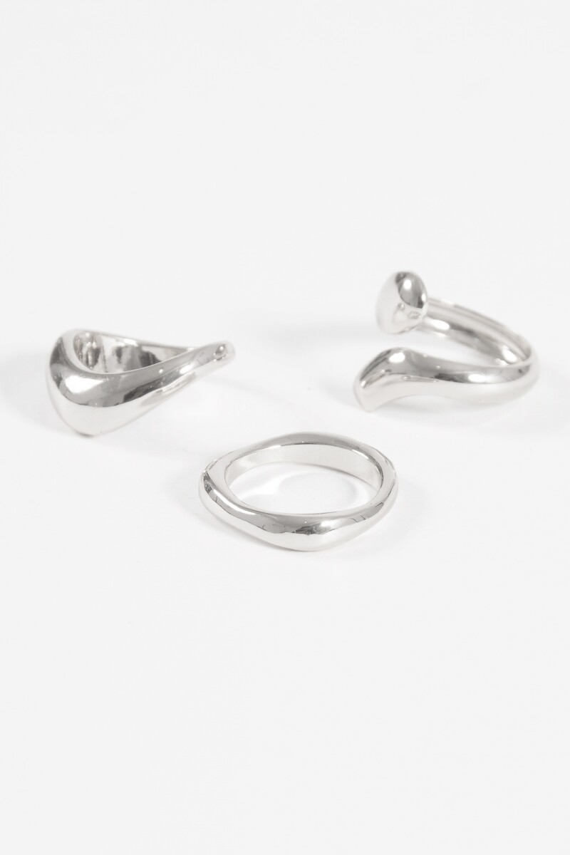 Set de anillos wavy plateado