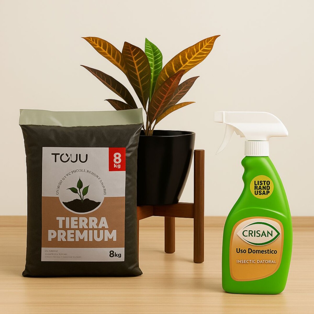 PACK TIERRA + SOPORTE DE MACETA CHICO + INSECTICIDA 