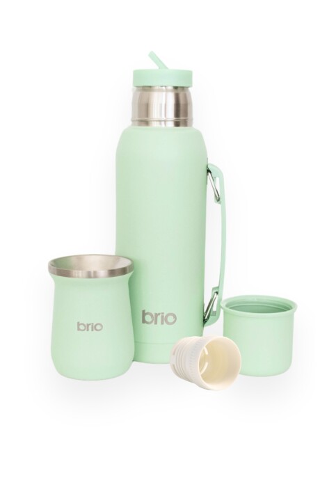 Set De Termo 1 Litro Y Mate Diseño Clásico brio Acero Inox Menta