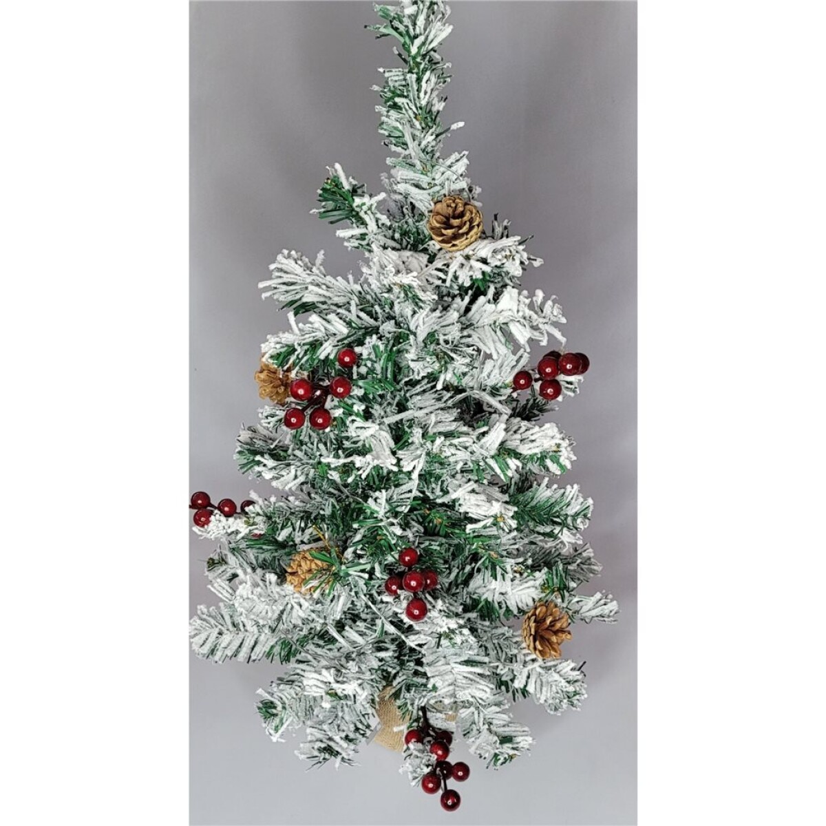 ARBOL DECORADO NEVADO C/ LUCES BASE ARPILLERA 50CM. 