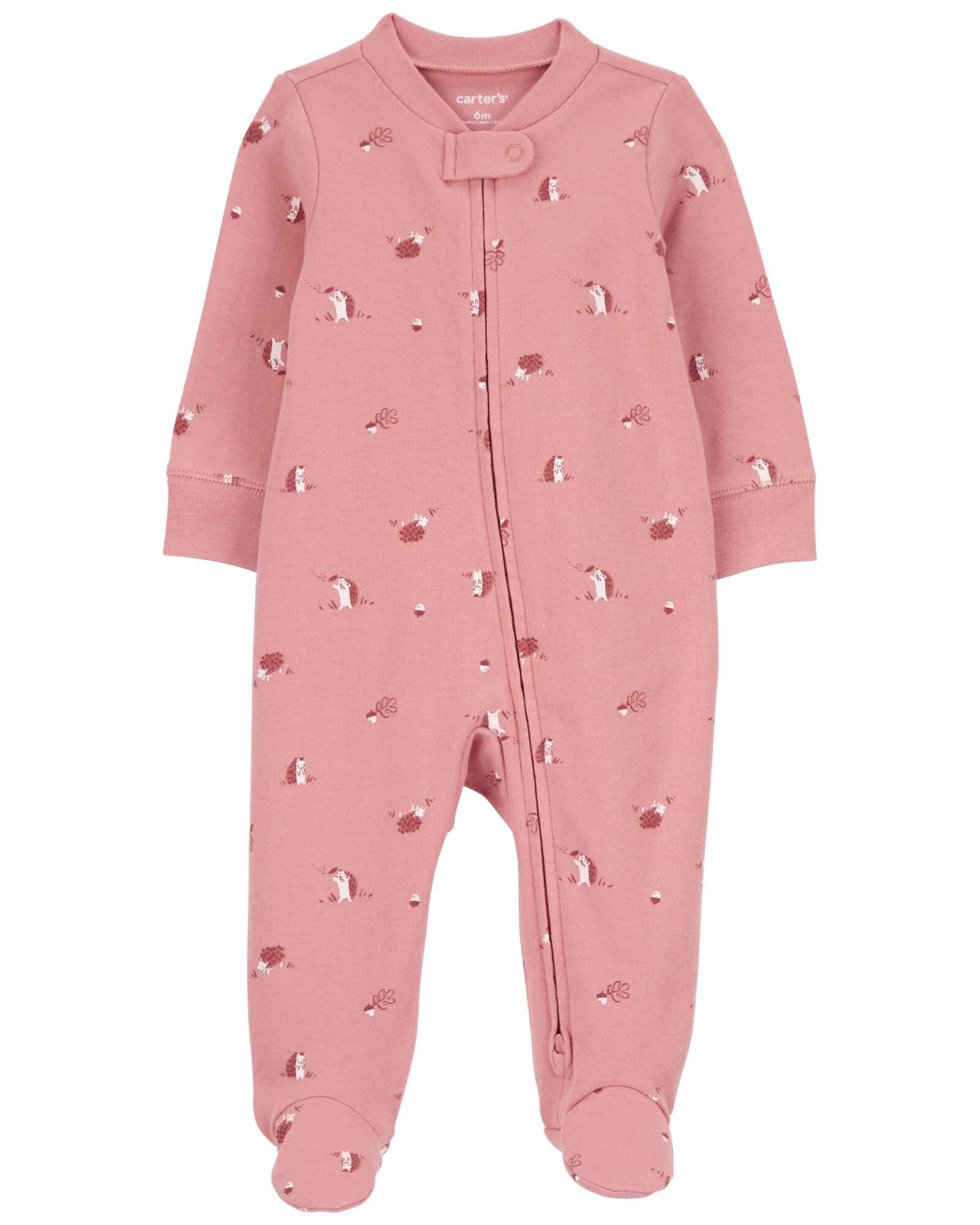 Pijama una pieza de algodón, con pie, diseño erizos Sin color