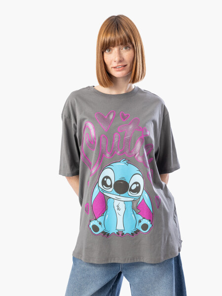 REMERA CUTIE STITCH GRIS OSCURO