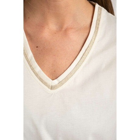 Remera Algodon Peinado Escote Lurex Nacar