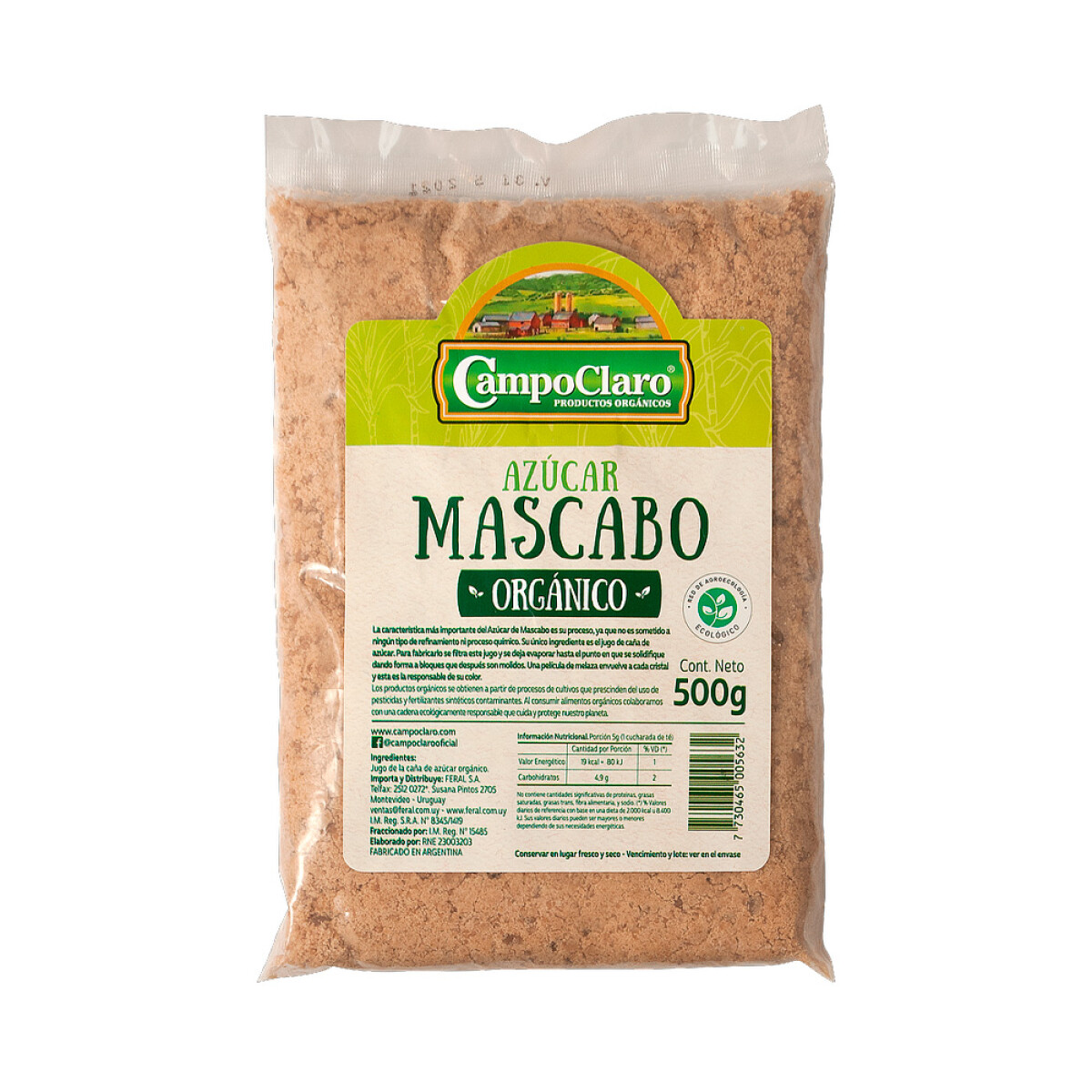 Azúcar Mascabo 900g CampoClaro 