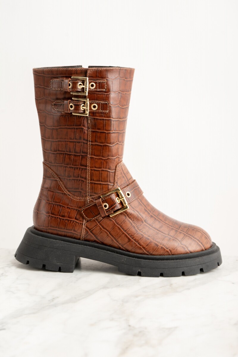 Bota Croco Hebillas - Marron 