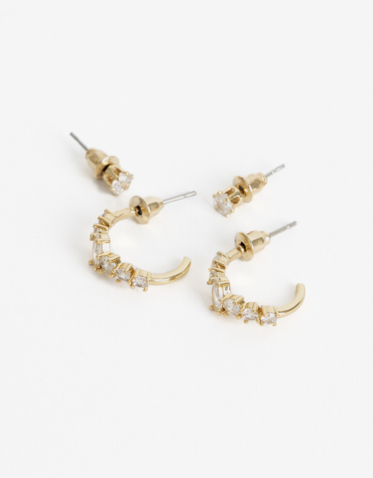 Aros Sets Cubic zirconia Set De Aros Cubic Dorado - Dorado