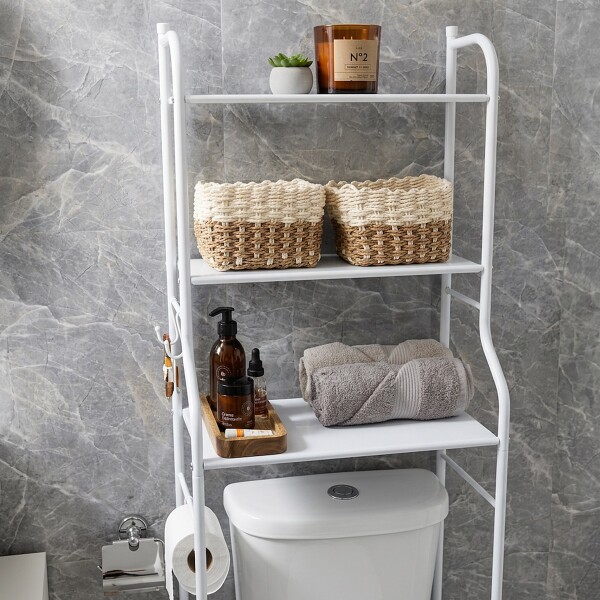 Estantes Armario Mueble Organizador Baño Inodoro Metal Acero Imback Color Blanco Estantes Armario Mueble Organizador Baño Inodoro Metal Acero Imback Color Blanco
