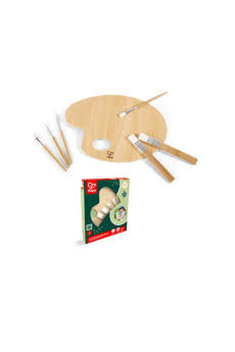 PALETA DE BAMBU CON PINCELES PALETA DE BAMBU CON PINCELES