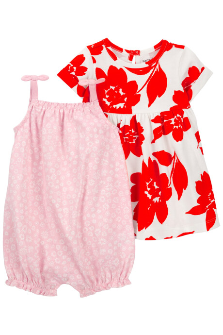 Set dos piezas de algodón, vestido y monito bombachudo Sin color